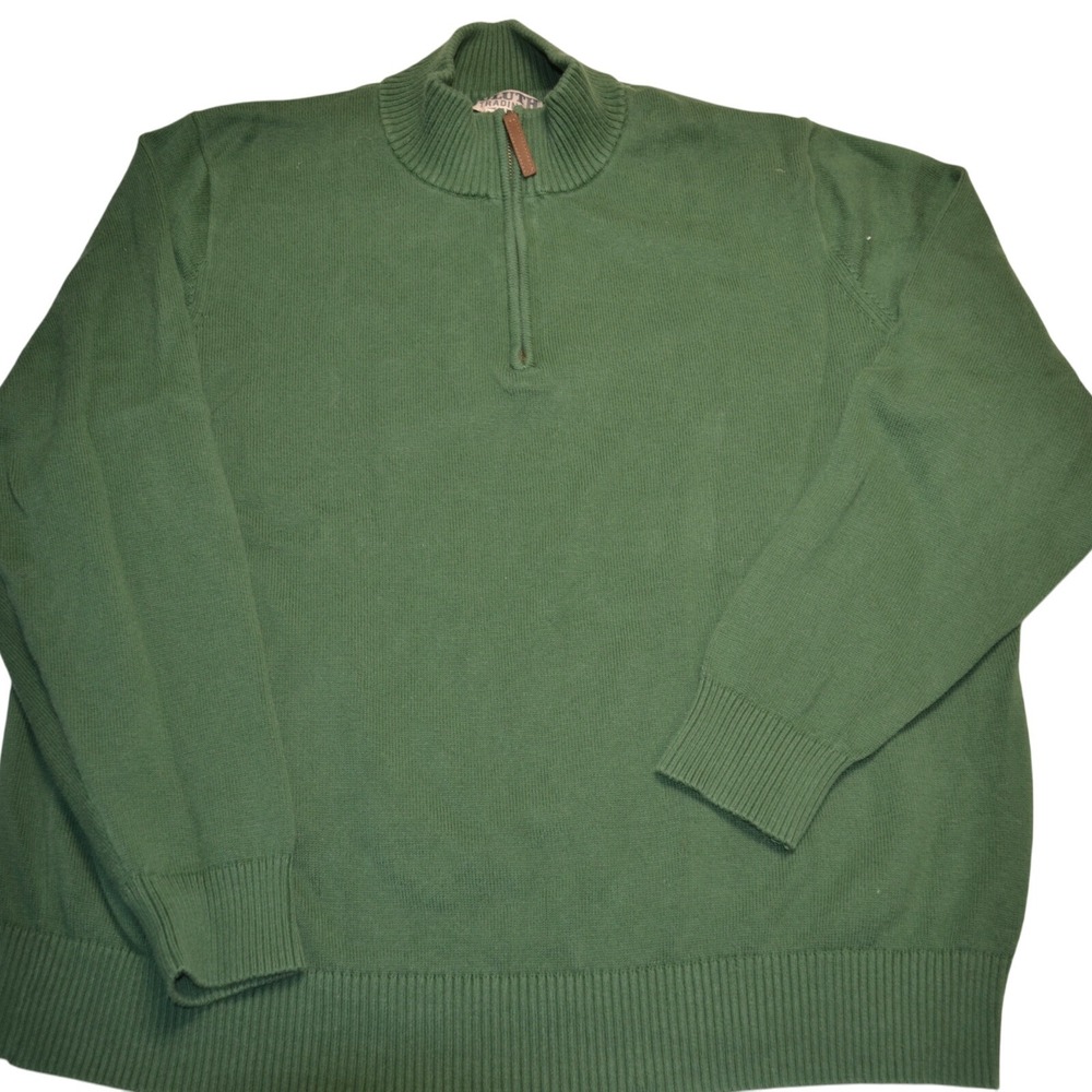 Duluth‎ Trading Co Mens Green 2XL Quarter Zip Sweater 88% Cotton 12% Nylon